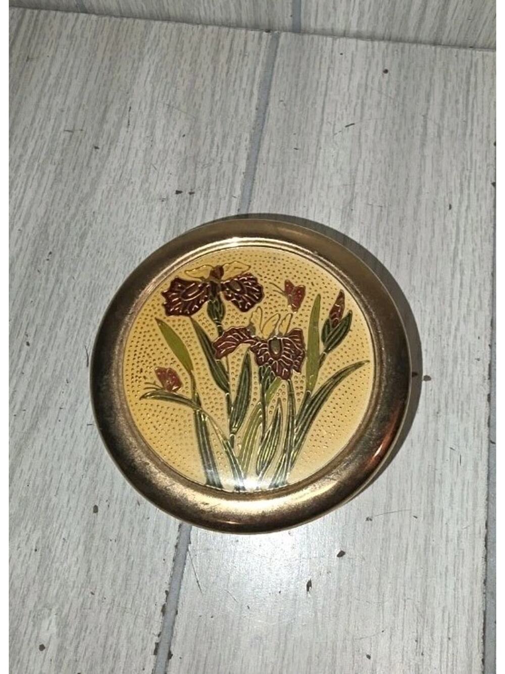 VTG Art Of Cloisonne Lidded Trinket Dish-Japan 24K Gold Edged-3 3/4 " Diameter